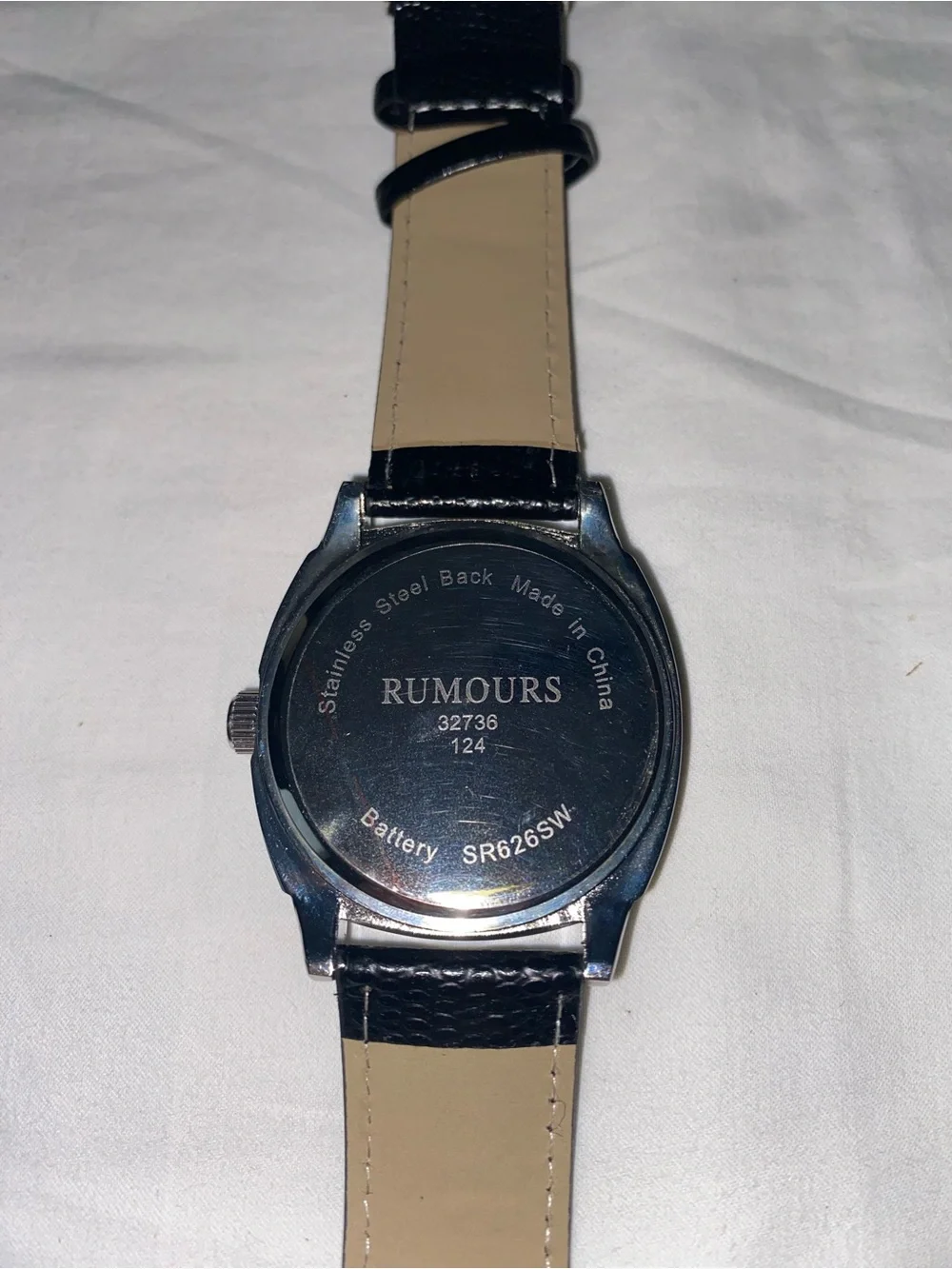 Black Leather Strap Men's Watch with Silver Case **NEEDS BATTERY